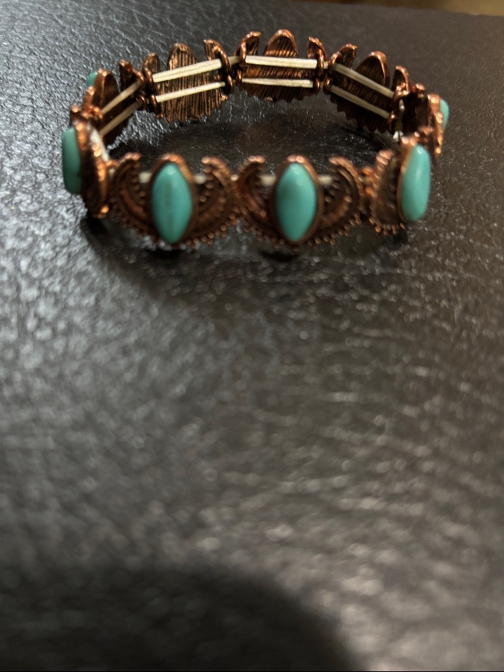 Turquoise Cabochon Copper Stretch Bracelet - Women Jewelry NWOT